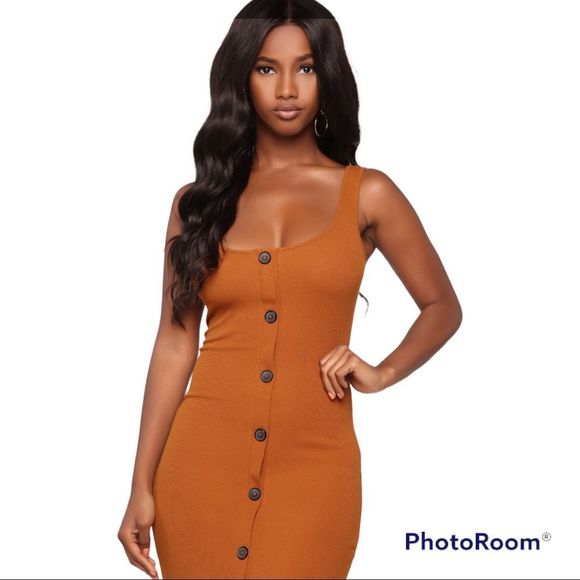 Fashion Nova Dresses & Skirts - Fashion Nova All This Sass cognac sleeveless maxi dress